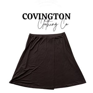 COVINGTON PETITE FAUX WRAP SKIRT - BLACK- SIZE XLP